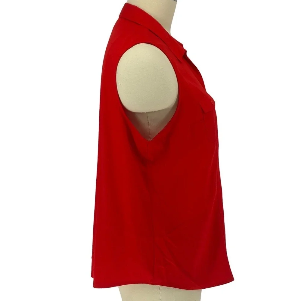 Catherines‎ Sleeveless Button Down Shirt Red Pocket Front Plus 22/24W